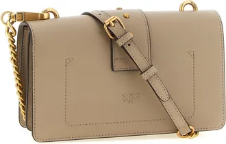 Pinko Love Birds Metal Buckle Shoulder Bag - Beige