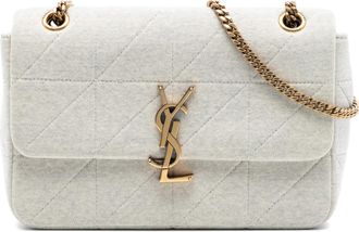 Saint Laurent Womens Pre-owned Medium Jersey Wool Patchwork Jamie Crossbody - Light Grey Textile - One Size