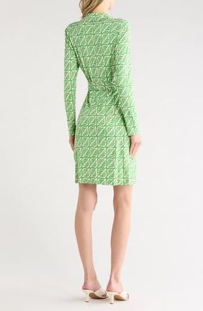Diane Von F&uuml;rstenberg Jeanne Long Sleeve Wrap Dress in Desert Palm Mini Indian Green at Nordstrom Rack, Size Xx-Small