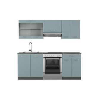 Vicco Mueble De Cocina R-line, Gris Azulado/antracita, 200 Cm, Et Antracita