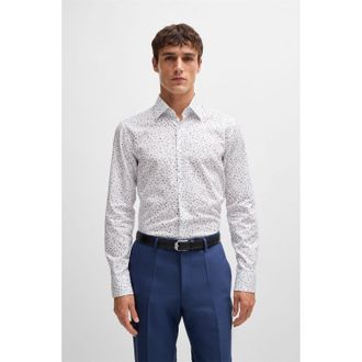HUGO BOSS Heren Boss H-Hank Kent Slim Fit overhemd in lichtblauw