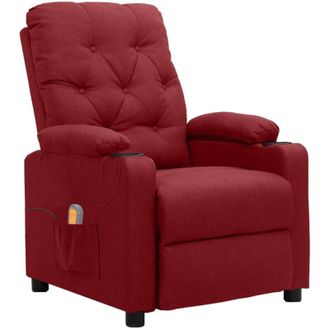 vidaXL Poltrona Massaggiante Elettrica Rosso Vino in Tessuto Vidaxl