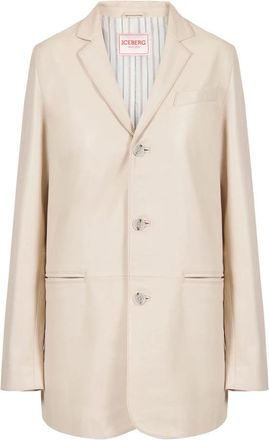 Iceberg Comfort Fit Jas - Dames - Leren en Su&egrave;de Jassen - Beige - XS - Leer - Jassen