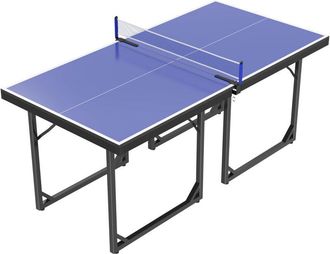 HOMCOM Homcom - Mesa De Ping-pong Plegable Mesa De Tenis De Mesa Profesional Con Red Y Marco De Acero Para Interior Y Exterior 182x91x76 Cm Azul