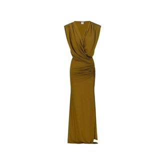 Amazu&igrave;n Maxi Dresses, female, Green, Size: ONE SIZE Plunging Wrap-Front Maxi Dress