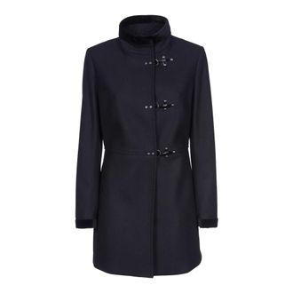 Fay Single-Breasted Coats, female, Black, Size: XL Single-Breasted Coat