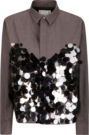 sacai Camicia con paillettes - Grigio