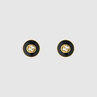 Gucci Interlocking 18k Stud Earrings, Gold, Yellow Gold