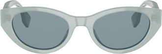 Fendi Lettering 51mm Oval Sunglasses in Light Green/Other /Blue at Nordstrom