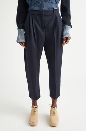 Stella McCartney Classic Tailored Wool Balloon Leg Trousers in Ink at Nordstrom, Size 44