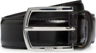 BOSS Italian-leather belt with polished logo buckle