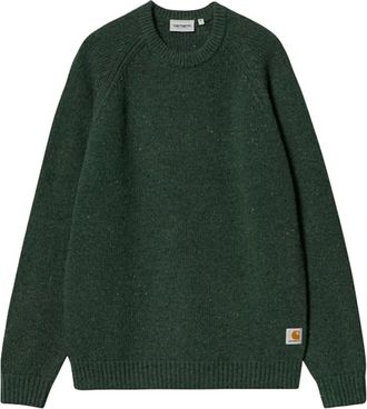 Carhartt Work in Progress Gespikkelde Anglistic Sweater in Groen - Heren - Ronde hals truien - Groen - S - Katoen - Truien & Vesten