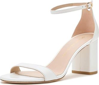 Stuart Weitzman Nudist Block 75 Womens Sandals Cream : 8.5 M, Leather