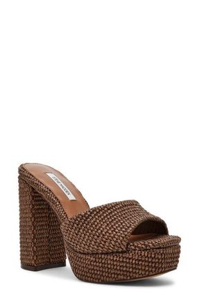 Steve Madden Joel Platform Sandal in Brown Raffia at Nordstrom, Size 7
