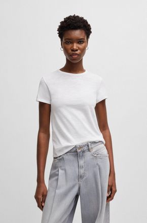 Boss Orange by Hugo Boss T-Shirt BOSS ORANGE C_Esla, Damen, Gr. M (38), weiss (wei&szlig; 100), Single Jersey, Obermaterial: 100% Baumwolle, unifarben, Basic, regular fit normal, Ru