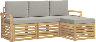 vidaXL Conjunto De Sof&aacute;s De Exterior 4 Uds. Blanco Y Gris Claro Vidaxl