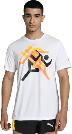 Puma Puma Mens Run Faster Icons Graphic T-Shirt Running Top Puma White S