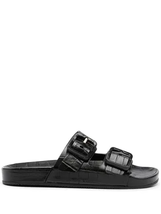 Balenciaga Mallorca crocodile-effect sandals - women - Leather - 35 - Black