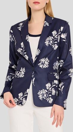 Tahari by ASL Floral One-Button Jacket in Navy Ivory at Nordstrom, Size 12