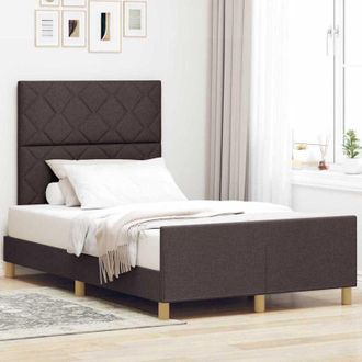 vidaXL Estructura De Cama Con Cabecera Marr&oacute;n Oscuro 120 X 190 Cm Tela Vidaxl