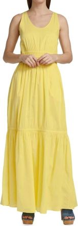Something Navy Tiered Maxi Dress In Yellow