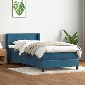 vidaXL Cama Box Spring Con Colch&oacute;n Terciopelo Azul Oscuro 80x210 Cm Vidaxl