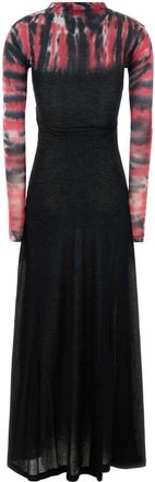 Balenciaga Womens Printed Jersey Dress Black Exterior: Cotton Nylon Abiti
