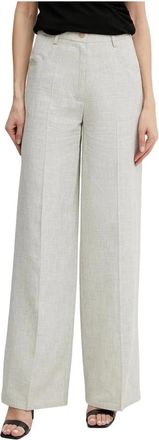 Forte_Forte My Pants - Dames - Wijde Broeken - Beige - L - Katoen - Broeken