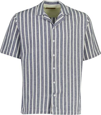 Mos Mosh Mos Mosh overhemd donkerblauw witte streep wijde fit