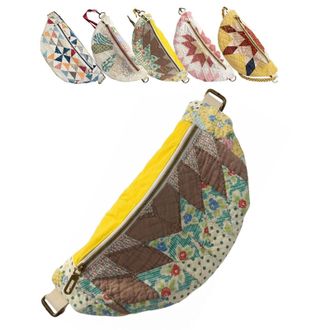 Generic Vintage-Inspired Patchwork Quilted Sling Bag, Handmade Quilted Crossbody Shoulder Bag, Lightweight Curved Design ( A)