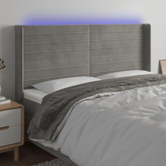 vidaXL Cabecero Con Led De Terciopelo Gris Claro 163x16x118/128 Cm Vidaxl