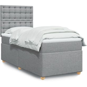 vidaXL Vidaxl - Cama Box Spring Con Colch&oacute;n Tela Gris Claro 80x200 Cm