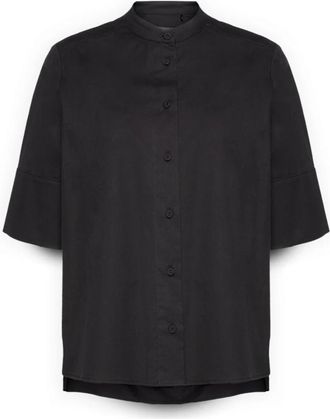 Elena Miro Mandarijnkraag Shirt - Dames - Overhemden - Zwart - M - Katoen - Overhemden