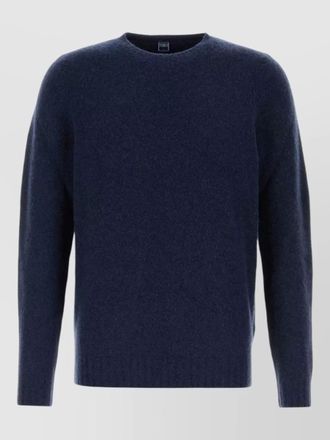 Fedeli stretch wool blend crew sweater ribbed cuffs hem