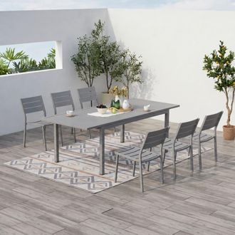 Concept Usine Mesa de jard&iacute;n extensible 6/8 personas con 6 sillas de aluminio