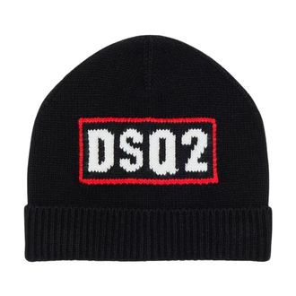 Dsquared2 Zwarte wollen baret unisex - unisex - Hoeden - Zwart - M - Wol - Accessoires