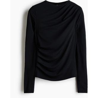 H&M Draped Top in Black at Nordstrom, Size X-Small