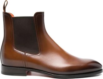 Santoni Leren Chelsea laarzen - Bruin