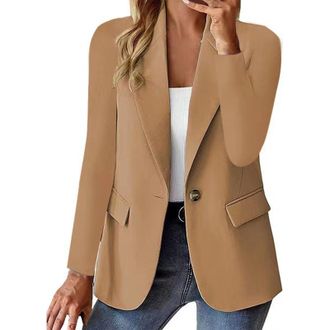 Generic Warehouse Deals Clearance Returns Blazer Suit for Women UK Elegant Long Sleeve Blazer Jacket With Pocket Fashion Solid Color Two Button Blazers Cardig