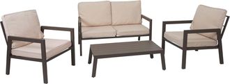 Hhg Hhg - Conjunto 290, Conjunto De Sal&oacute;n De Jard&iacute;n Conjunto De Sal&oacute;n Sof&aacute;, Metal, Tapicer&iacute;a Crema-blanco