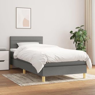 vidaXL Cama Box Spring Con Colch&oacute;n Tela Gris Oscuro 90x190 Cm Vidaxl
