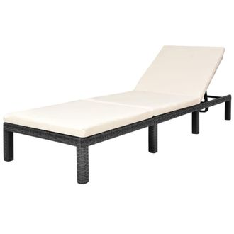 vidaXL Vidaxl - Tumbona De Jard&iacute;n Con Coj&iacute;n De Rat&aacute;n Sint&eacute;tico Negro