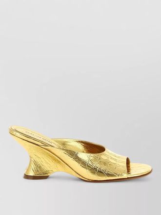 Dries Van Noten wedge mules sculptural heel open toe metallic
