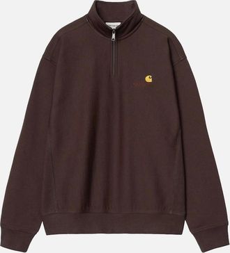 Carhartt Work in Progress Mens Carhartt WIP Half Zip American Script Sweatshirt Palisander - Brown - Size: 40