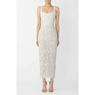 Sau Lee Coraline Floral Lace Cocktail Dress in Seafoam at Nordstrom Rack, Size 14