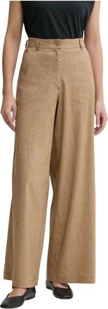Sessun Wijde broek - Dames - Wijde Broeken - Beige - L - Linnen - Broeken