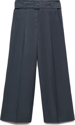 Mango Belted Ankle Straight Leg Pants in Blue at Nordstrom Rack, Size 8