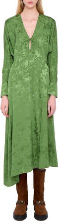 Zadig&Voltaire Rouna Horse Pattern Jacquard Long Sleeve Silk Dress in Verveine at Nordstrom, Size X-Small