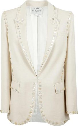 Forte_Forte Nieuwe wollen blend damesjas - Dames - Blazers - Beige - M - Wol - Jassen