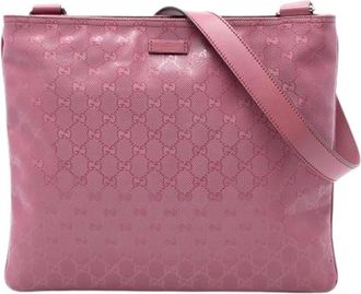 Gucci Pre-owned Canvas Crossbody Bag - Dames - Vintage Schoudertas - Roze - ONE Size - Leer - Vintage